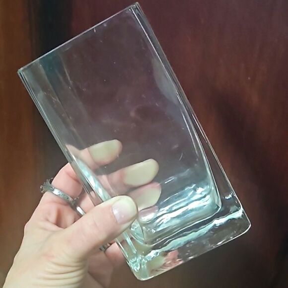 Vintage MCM High Quality Heavy Cut Glass Rectangle Heavy Vase - Picture 3 of 6